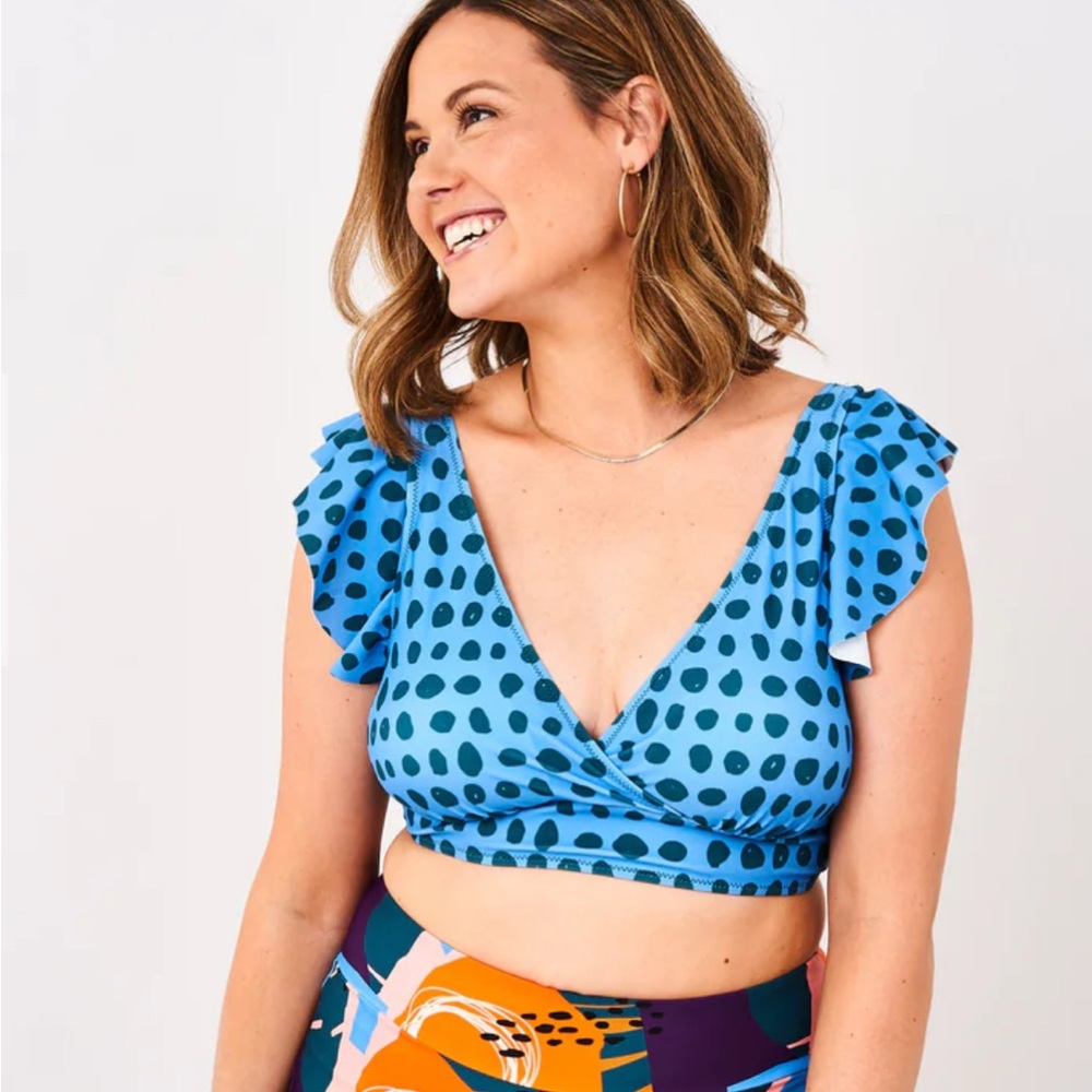Latched Mama Blue Polka Dot Nursing Bikini swim set - Picture 6 of 7